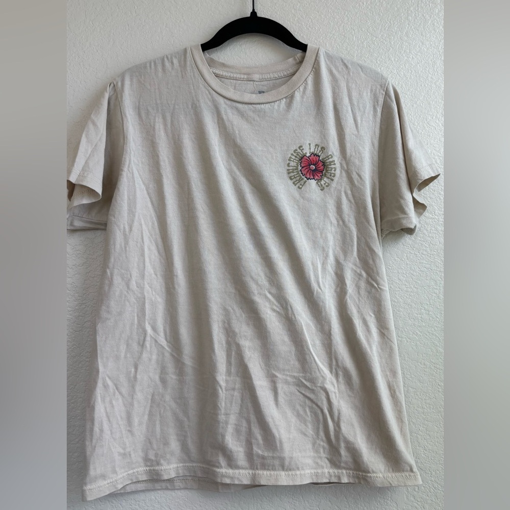 Beige T-Shirt with Floral Graphic